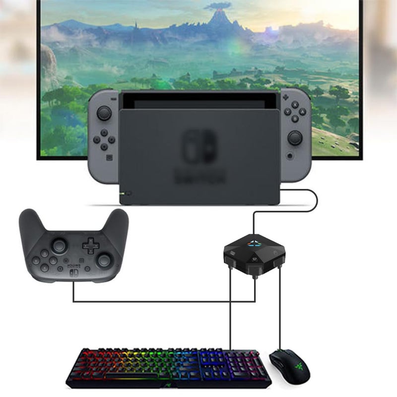 Megadream Keyboard and Mouse Adapter for Nintendo Switch, Wired Keyboard and Mouse Converter for PS4 PS3 Xbox ONE/360 Console Series Converter, Custom Mapping, 8 Keys Storage, Reset Button, FPS, TPS, RPG Games - Image 2